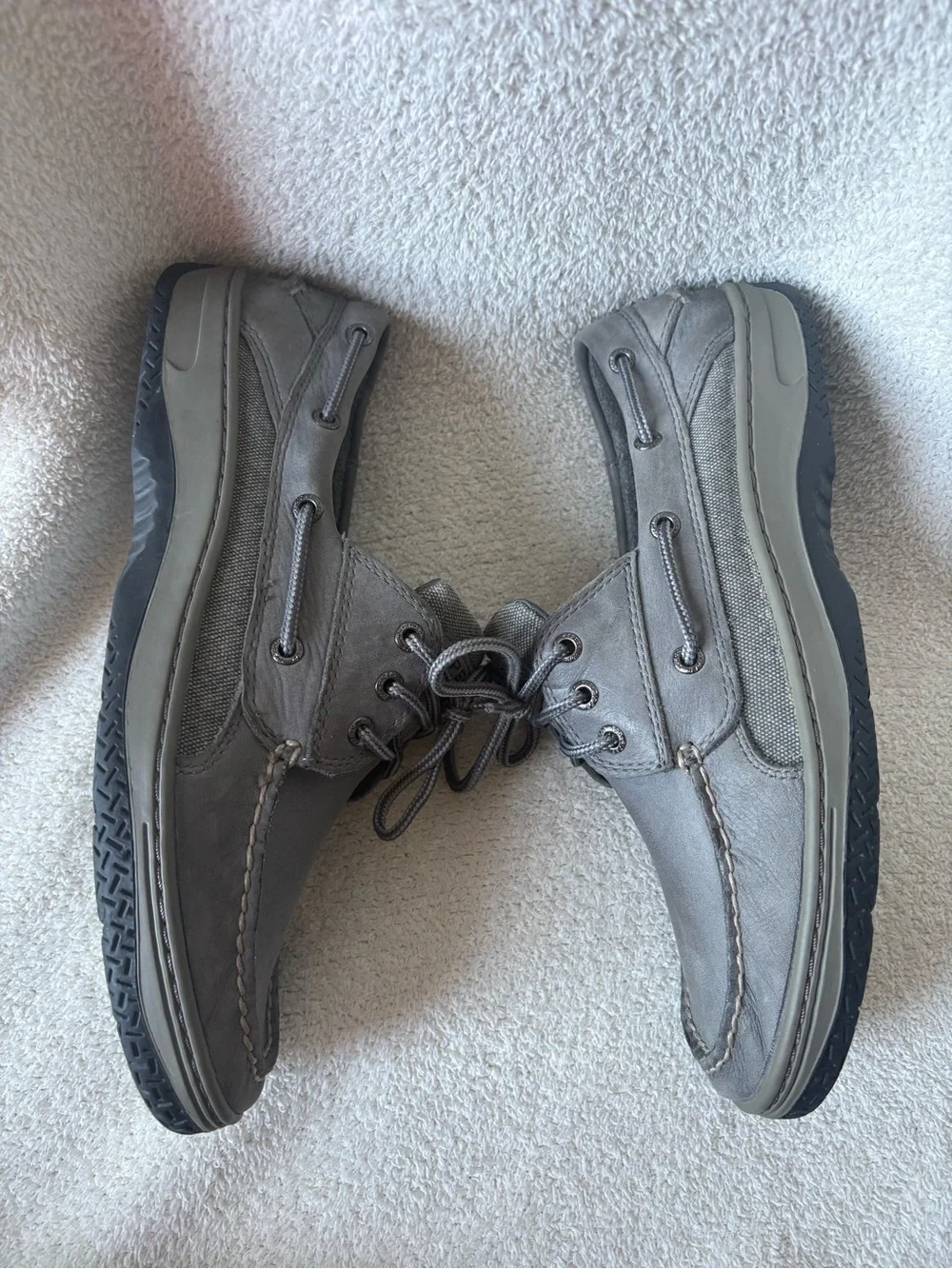 Grey Leather Men’s Sperry Top Siders Boating Shoes Size 11